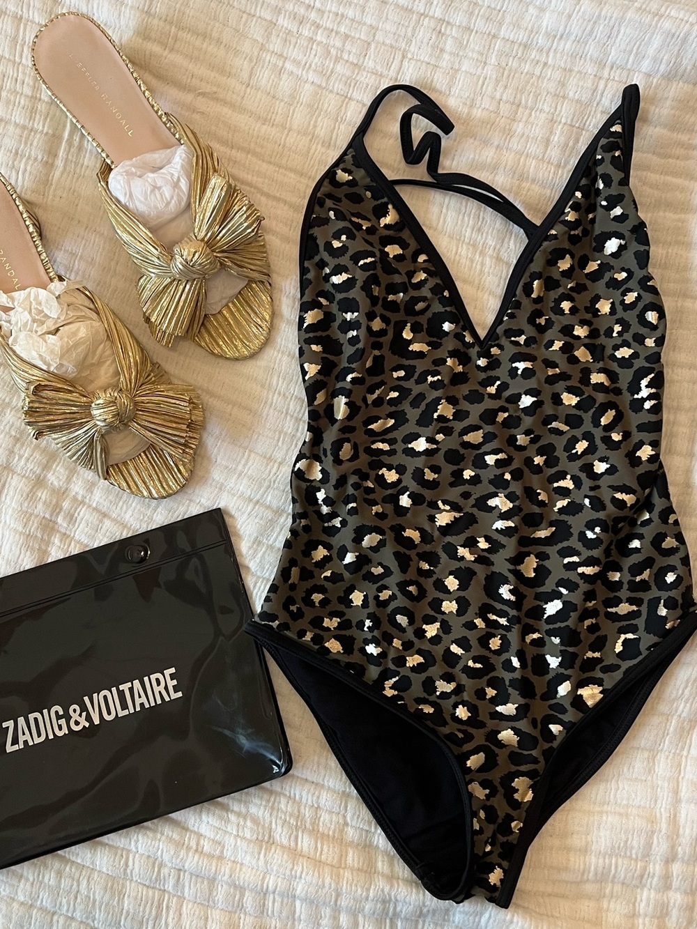 SOLD *** Zadig & Voltaire Leopard Print One-Piece - Black & Gold